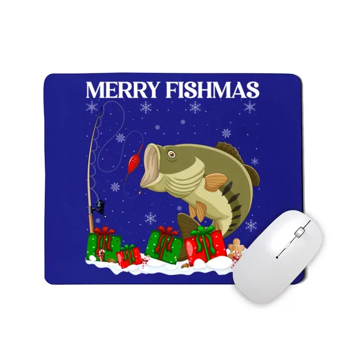 Xmas Holiday Fish Fishing Fishmas Bass Fish Merry Christmas Funny Gift Mousepad