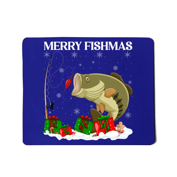 Xmas Holiday Fish Fishing Fishmas Bass Fish Merry Christmas Funny Gift Mousepad