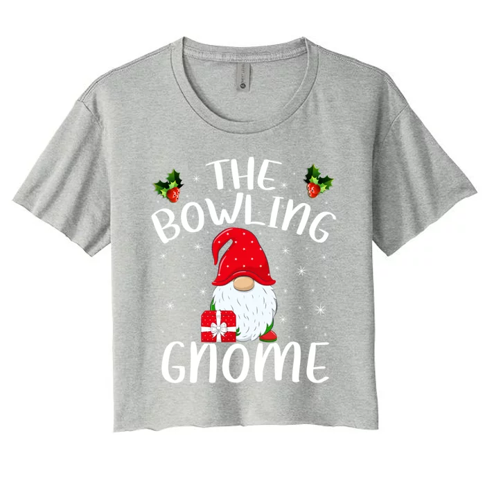 Xmas Holiday Family Matching The Bowling Gnome Christmas Gift Women's Crop Top Tee