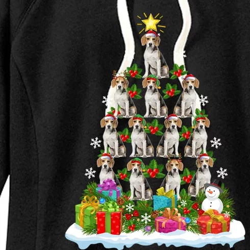 Xmas Holiday Funny Santa Beagle Dog Christmas Tree Cute Gift Women's Fleece Hoodie