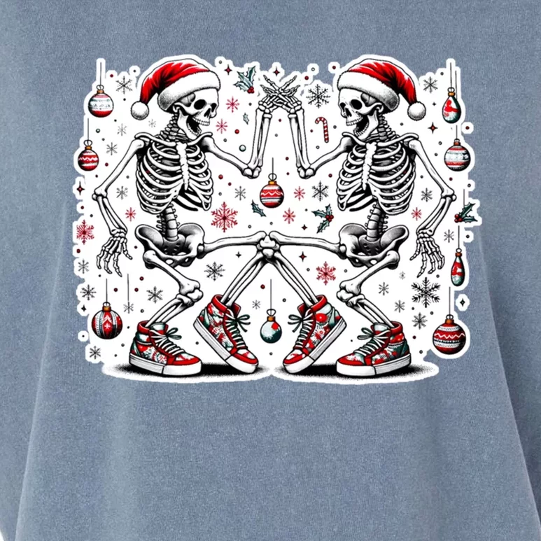 Xmas Holiday Funny Merry Christmas Skeleton Dancing Santa Cool Gift Garment-Dyed Women's Muscle Tee