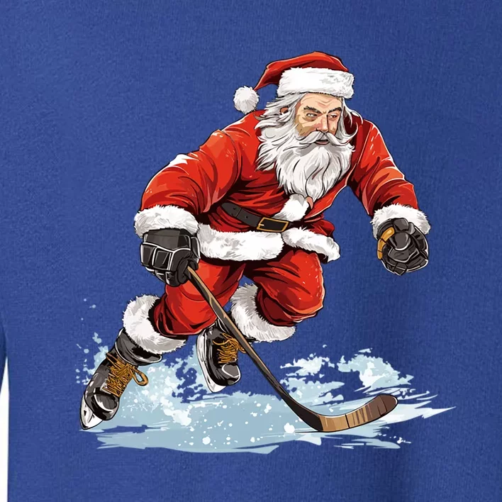 Xmas Holiday Funny Santa Playing Ice Hockey Christmas Gift Toddler Sweatshirt