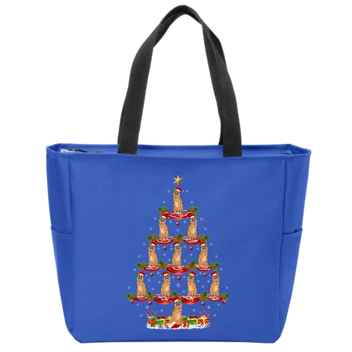 Xmas Holiday Funny Santa Ger Shepherd Dog Christmas Tree Meaningful Gift Zip Tote Bag