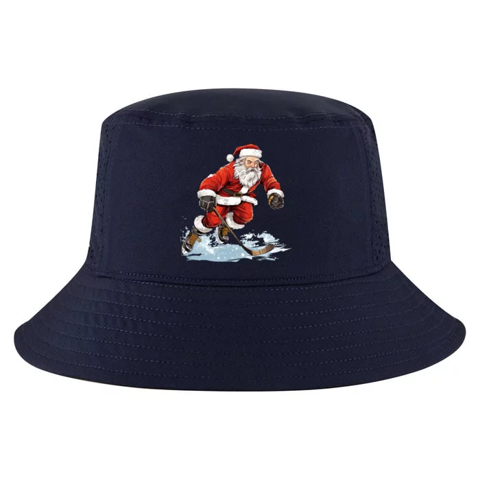 Xmas Holiday Funny Santa Playing Ice Hockey Christmas Cute Gift Cool Comfort Performance Bucket Hat