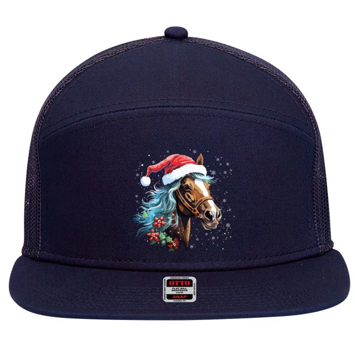 Xmas Holiday Family Matching Santa Horse Christmas Gift 7 Panel Mesh Trucker Snapback Hat