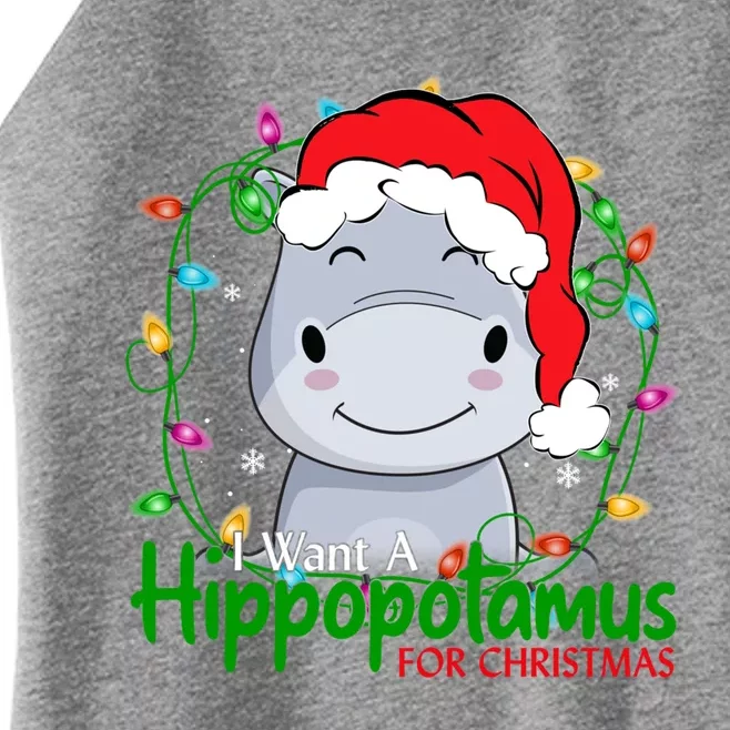 Xmas Hippo I Want A Hippopotamus For Christmas Pjs Gift Women’s Perfect Tri Rocker Tank