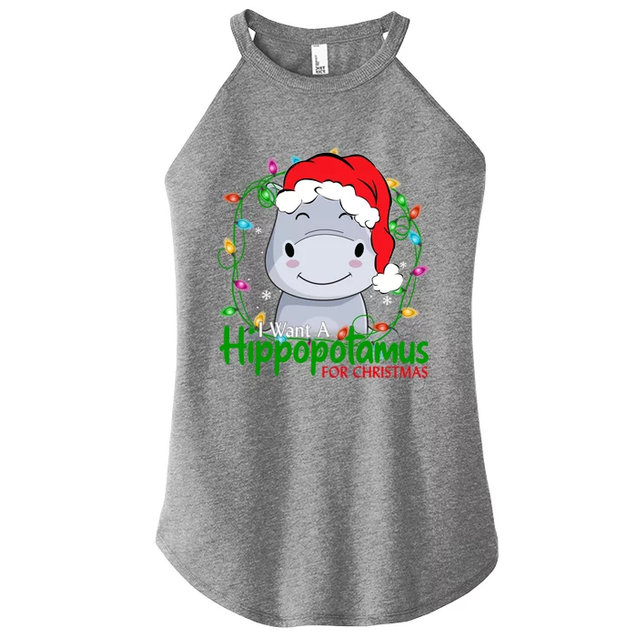 Xmas Hippo I Want A Hippopotamus For Christmas Pjs Gift Women’s Perfect Tri Rocker Tank