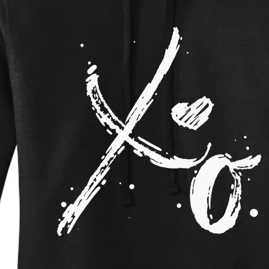 XO Hugs & Kisses Valentines Distressed Heart Love Women's Pullover Hoodie