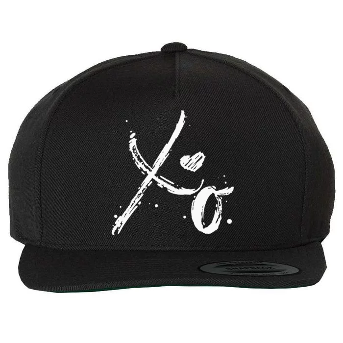 XO Hugs & Kisses Valentines Distressed Heart Love Wool Snapback Cap