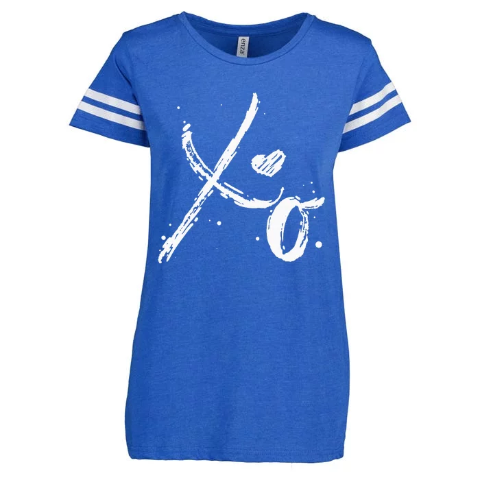 XO Hugs & Kisses Valentines Distressed Heart Love Enza Ladies Jersey Football T-Shirt