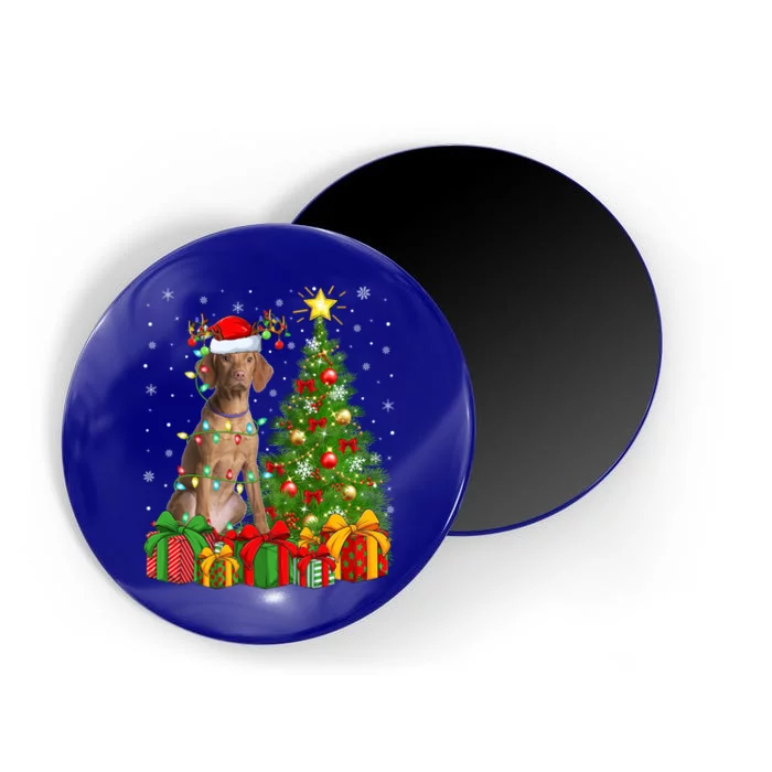 Xmas Holiday Lights Santa Vizsla Dog Christmas Tree Gift Magnet