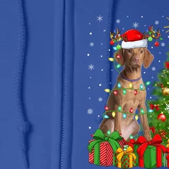 Xmas Holiday Lights Santa Vizsla Dog Christmas Tree Gift Full Zip Hoodie