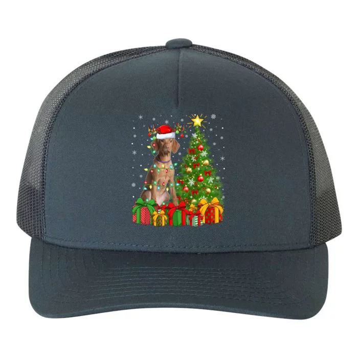 Xmas Holiday Lights Santa Vizsla Dog Christmas Tree Gift Yupoong Adult 5-Panel Trucker Hat