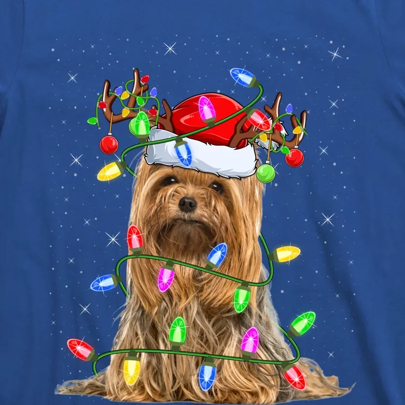 Xmas Holiday Lighting Santa Yorkshire Terrier Dog Christmas Great Gift T-Shirt