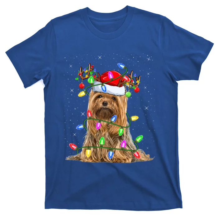 Xmas Holiday Lighting Santa Yorkshire Terrier Dog Christmas Great Gift T-Shirt