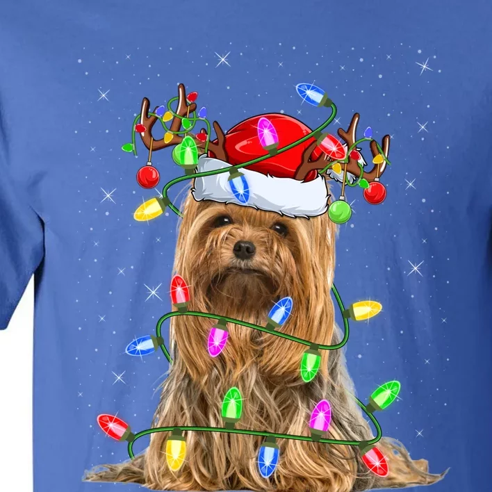 Xmas Holiday Lighting Santa Yorkshire Terrier Dog Christmas Great Gift Tall T-Shirt