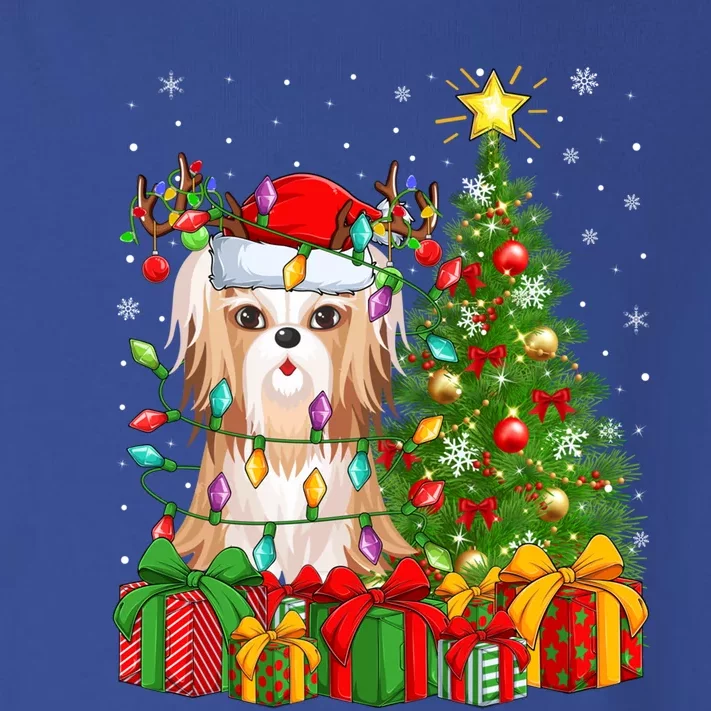 Xmas Holiday Lights Santa Shih Tzu Dog Christmas Tree Gift Toddler Long Sleeve Shirt