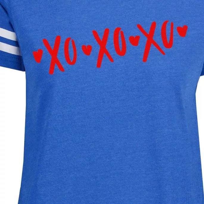 XOXO Hearts Love Hugs Kisses Valentine's Day Enza Ladies Jersey Football T-Shirt