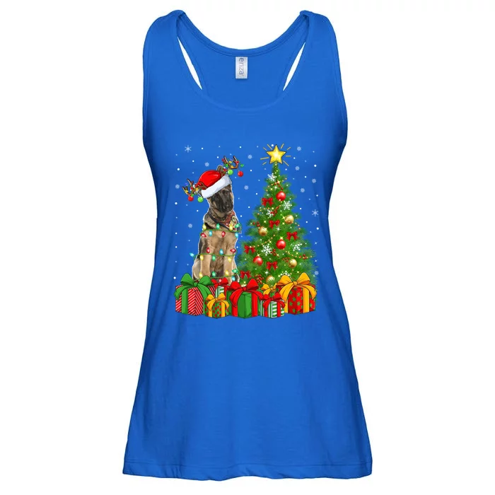 Xmas Holiday Lights Santa Ger Shepherd Dog Christmas Tree Gift Ladies Essential Flowy Tank