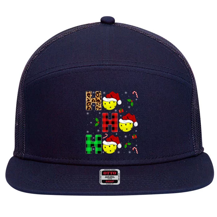 Xmas Holiday Matching Santa Ho Ho Ho Pickleball Christmas Gift 7 Panel Mesh Trucker Snapback Hat