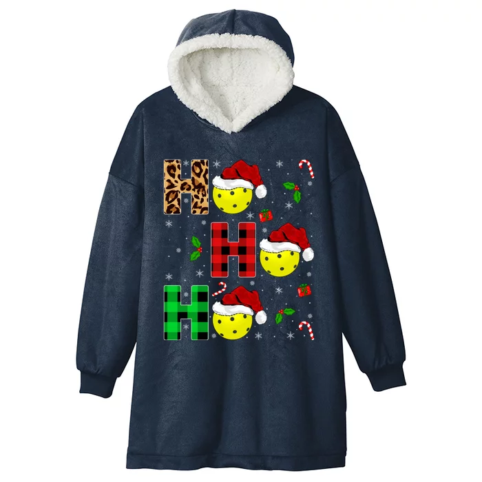 Xmas Holiday Matching Santa Ho Ho Ho Pickleball Christmas Gift Hooded Wearable Blanket