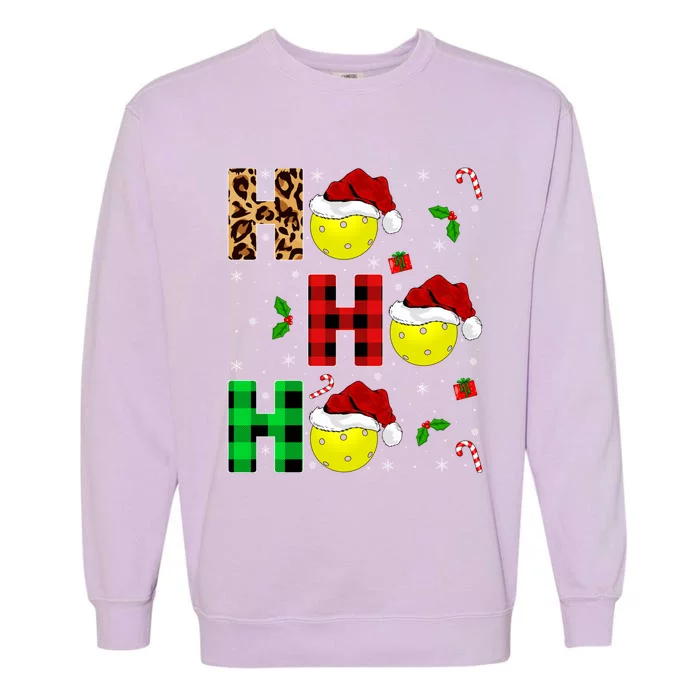 Xmas Holiday Matching Santa Ho Ho Ho Pickleball Christmas Gift Garment-Dyed Sweatshirt