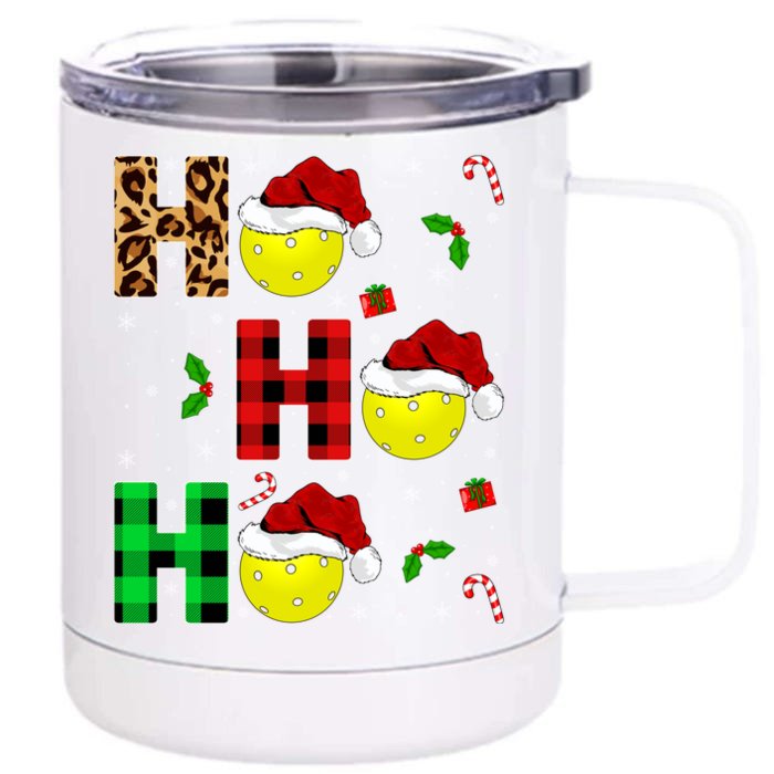 Xmas Holiday Matching Santa Ho Ho Ho Pickleball Christmas Gift Front & Back 12oz Stainless Steel Tumbler Cup