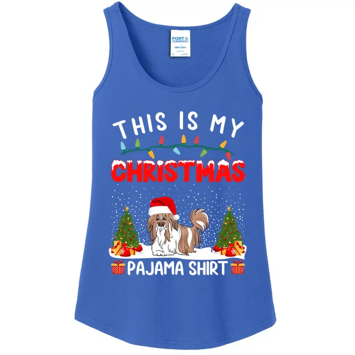 Xmas Holiday Party This Is My Shih Tzu Dog Christmas Pajama Great Gift Ladies Essential Tank