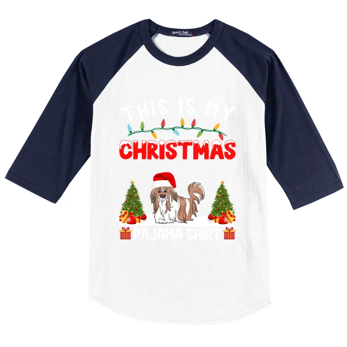 Xmas Holiday Party This Is My Shih Tzu Dog Christmas Pajama Great Gift Baseball Sleeve Shirt