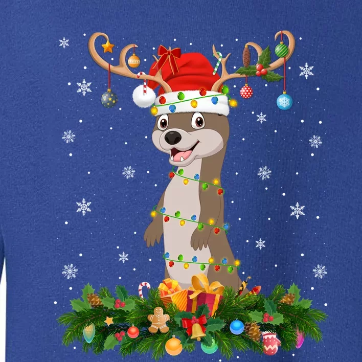 Xmas Holiday Reindeer Hat Santa Sea Otter Christmas Cool Gift Toddler Sweatshirt