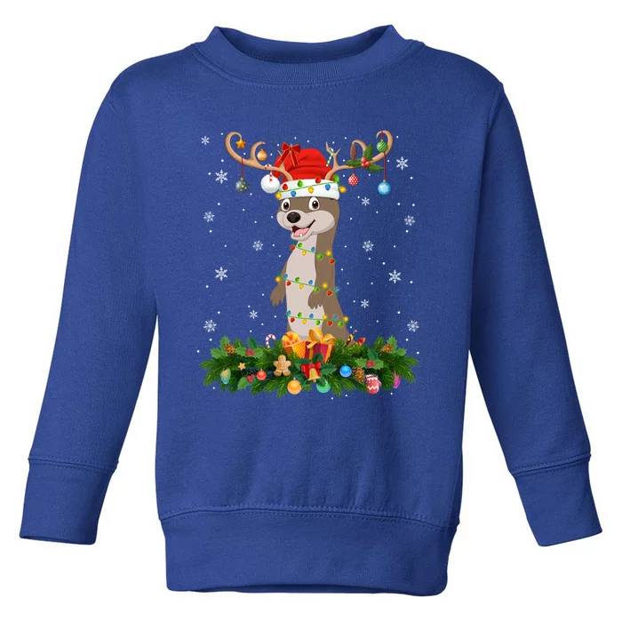 Xmas Holiday Reindeer Hat Santa Sea Otter Christmas Cool Gift Toddler Sweatshirt