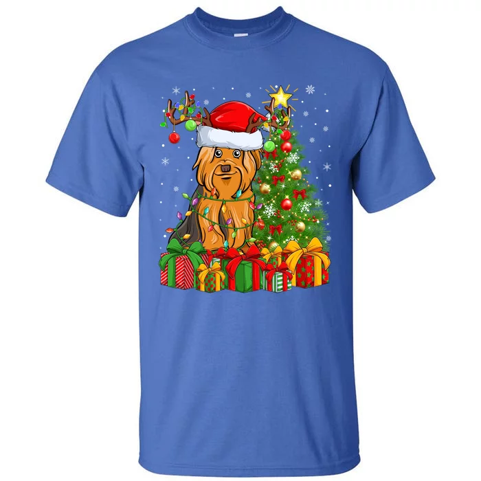 Xmas Holiday Santa Yorkshire Terrier Dog Christmas Tree Gift Tall T-Shirt