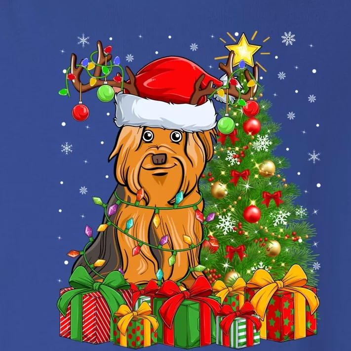 Xmas Holiday Santa Yorkshire Terrier Dog Christmas Tree Gift Toddler Long Sleeve Shirt