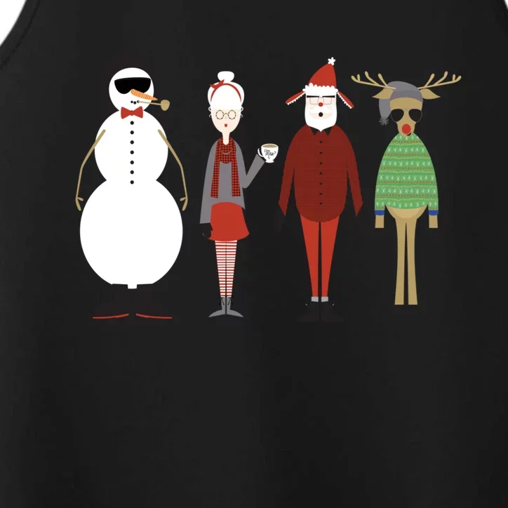 Xmas Hipster Santa And Mrs Claus Snow Rudy Reindeer Gift Performance Tank