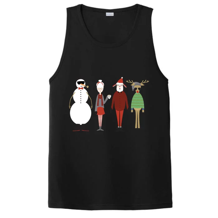 Xmas Hipster Santa And Mrs Claus Snow Rudy Reindeer Gift Performance Tank