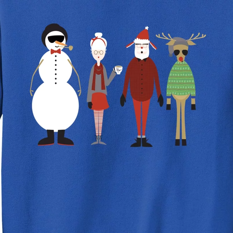 Xmas Hipster Santa And Mrs Claus Snow Rudy Reindeer Gift Sweatshirt