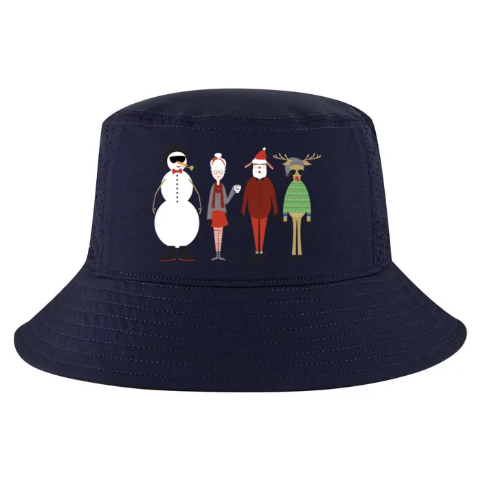 Xmas Hipster Santa And Mrs Claus Snow Rudy Reindeer Gift Cool Comfort Performance Bucket Hat