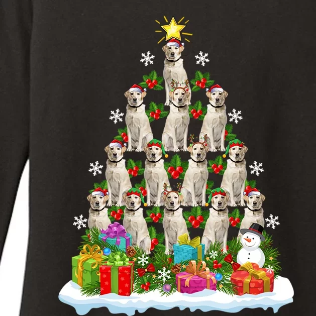 Xmas Holiday Santa Labrador Retriever Dog Christmas Tree Gift Womens CVC Long Sleeve Shirt