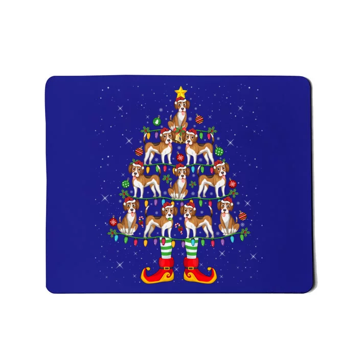 Xmas Holiday Santa Lights Beagle Dog Christmas Tree Gift Mousepad