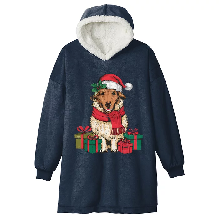 Xmas Holiday Santa Hat Anatolian Shepherd Dog Christmas Hooded Wearable Blanket