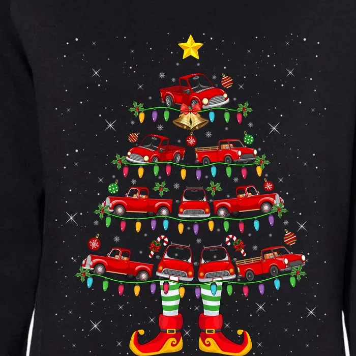 Xmas Holiday Santa Lights Red Truck Christmas Tree Gift Womens California Wash Sweatshirt