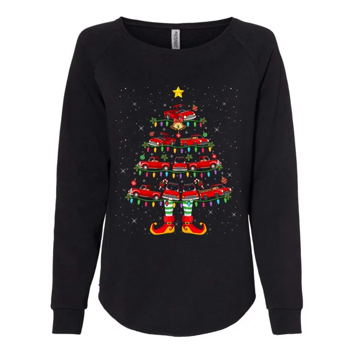 Xmas Holiday Santa Lights Red Truck Christmas Tree Gift Womens California Wash Sweatshirt