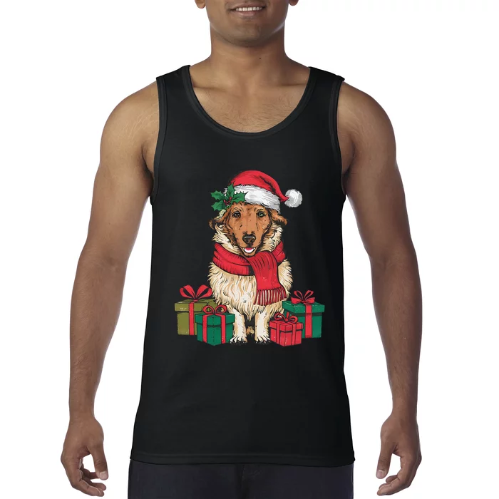 Xmas Holiday Santa Hat Anatolian Shepherd Dog Christmas Tank Top