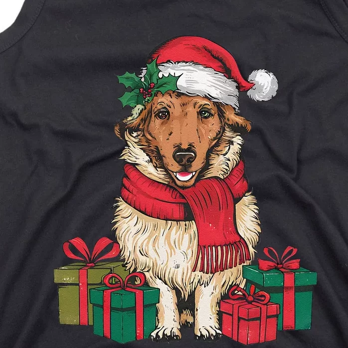 Xmas Holiday Santa Hat Anatolian Shepherd Dog Christmas Tank Top