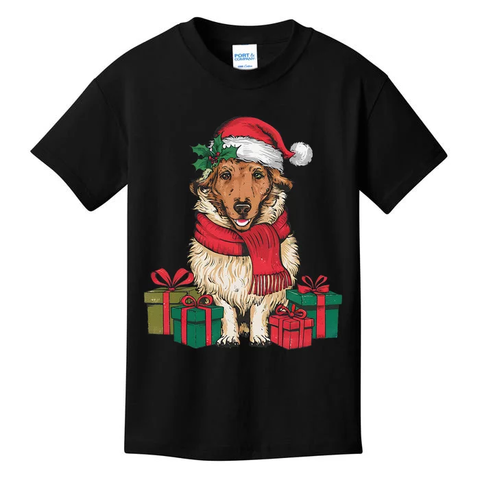 Xmas Holiday Santa Hat Anatolian Shepherd Dog Christmas Kids T-Shirt