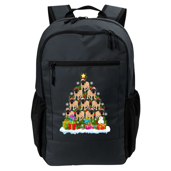 Xmas Holiday Santa English Mastiff Dog Christmas Tree Daily Commute Backpack