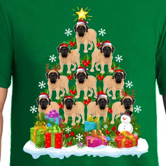 Xmas Holiday Santa English Mastiff Dog Christmas Tree Pajama Set