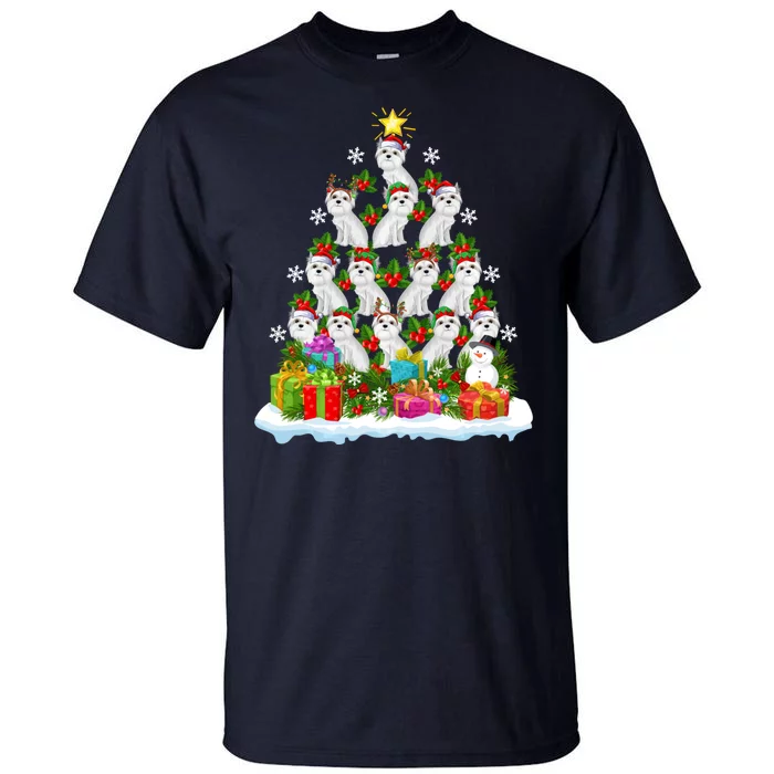 Xmas Holiday Santa Maltipoo Dog Christmas Tree Tall T-Shirt