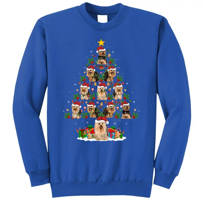 Xmas Holiday Santa Yorkshire Terrier Dog Christmas Tree Gift Tall Sweatshirt