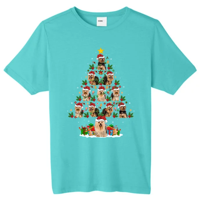 Xmas Holiday Santa Yorkshire Terrier Dog Christmas Tree Gift ChromaSoft Performance T-Shirt